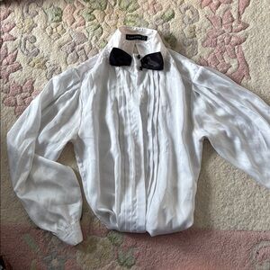 Louis Feraud Vintage White Tux Dress Shirt with Black Bow Tie